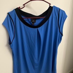 Worthington Blue Pleated Cap Sleeve Blouse